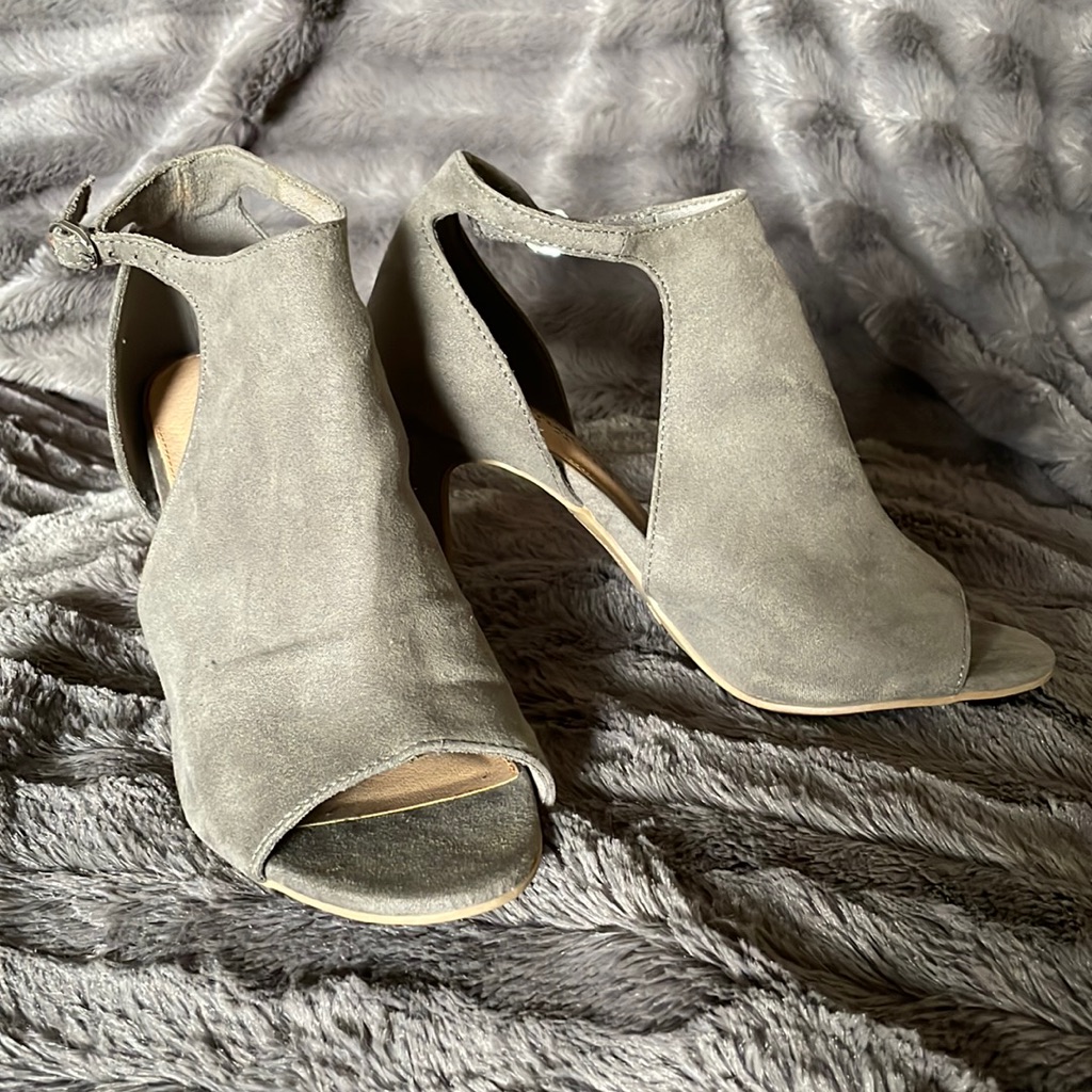 Gray Open Toe Booties
